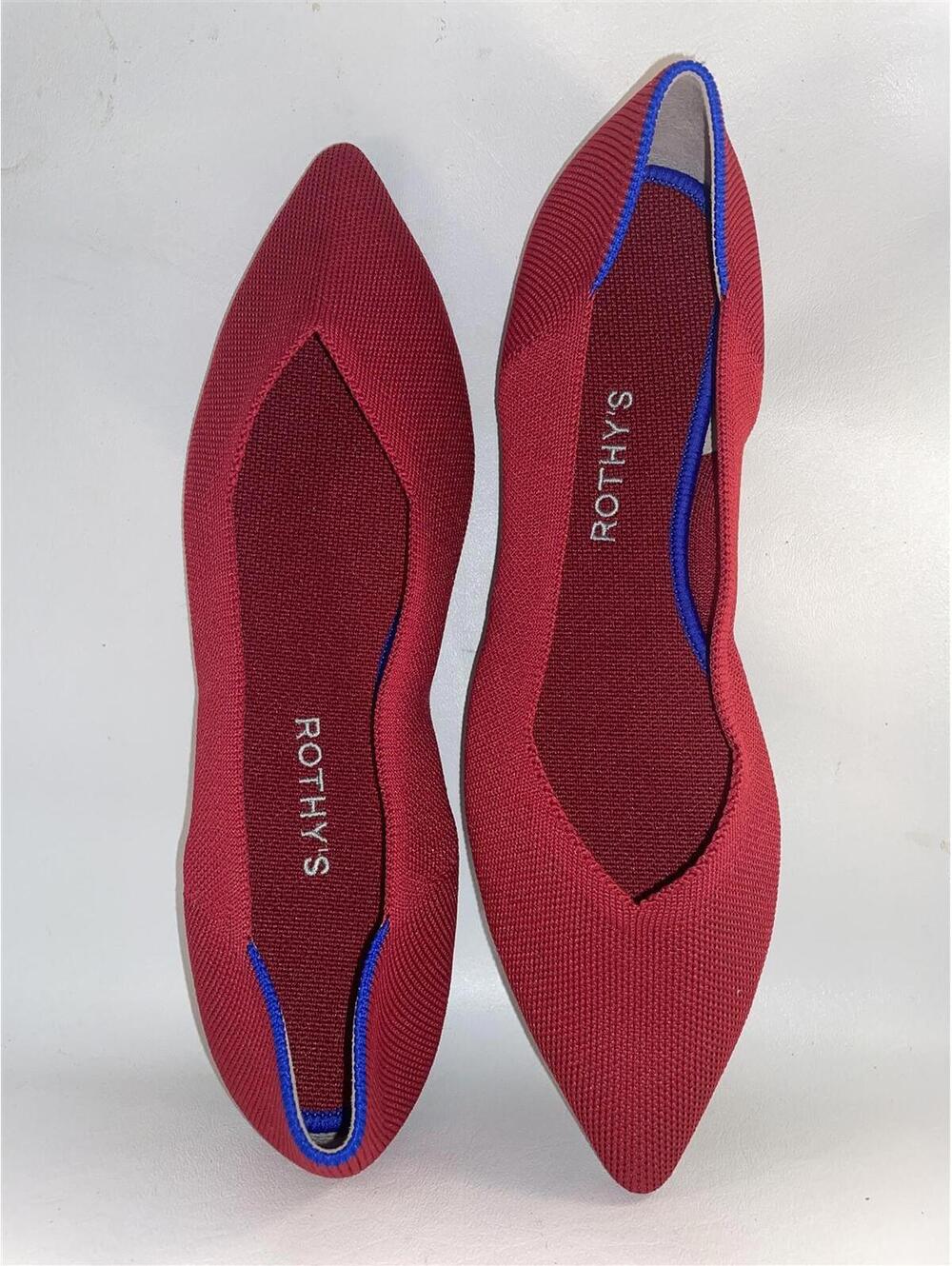 Rothy's Point Glamour Red Shoes Flats Loafers Size 8.5 New